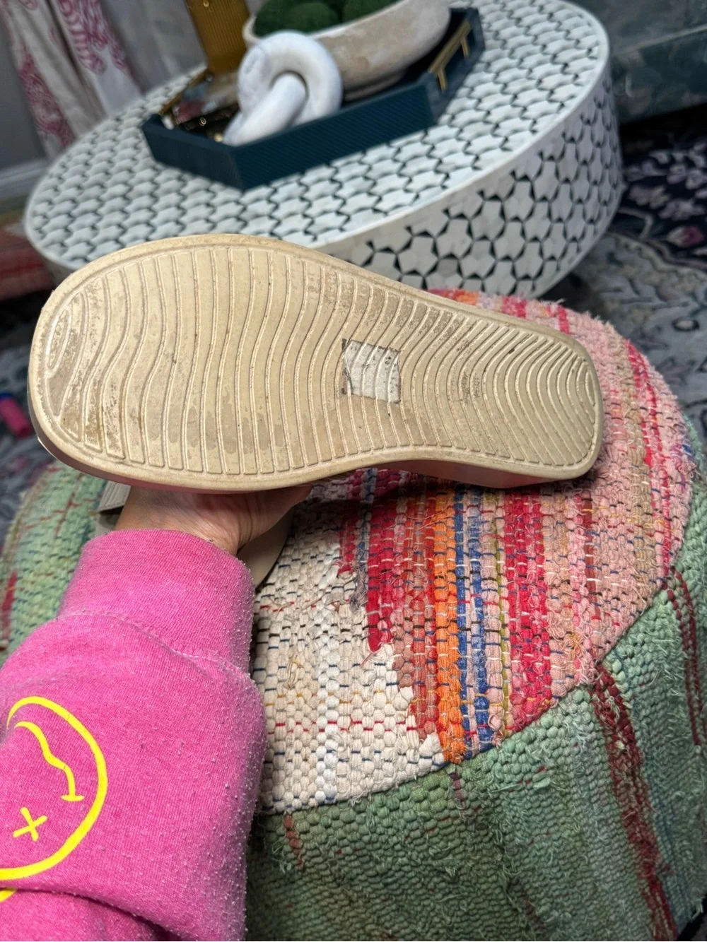 🫧🤍 Steve Madden Neutral Ribbed Slide Platform‎ Sandals in Beige 🤍🫧
